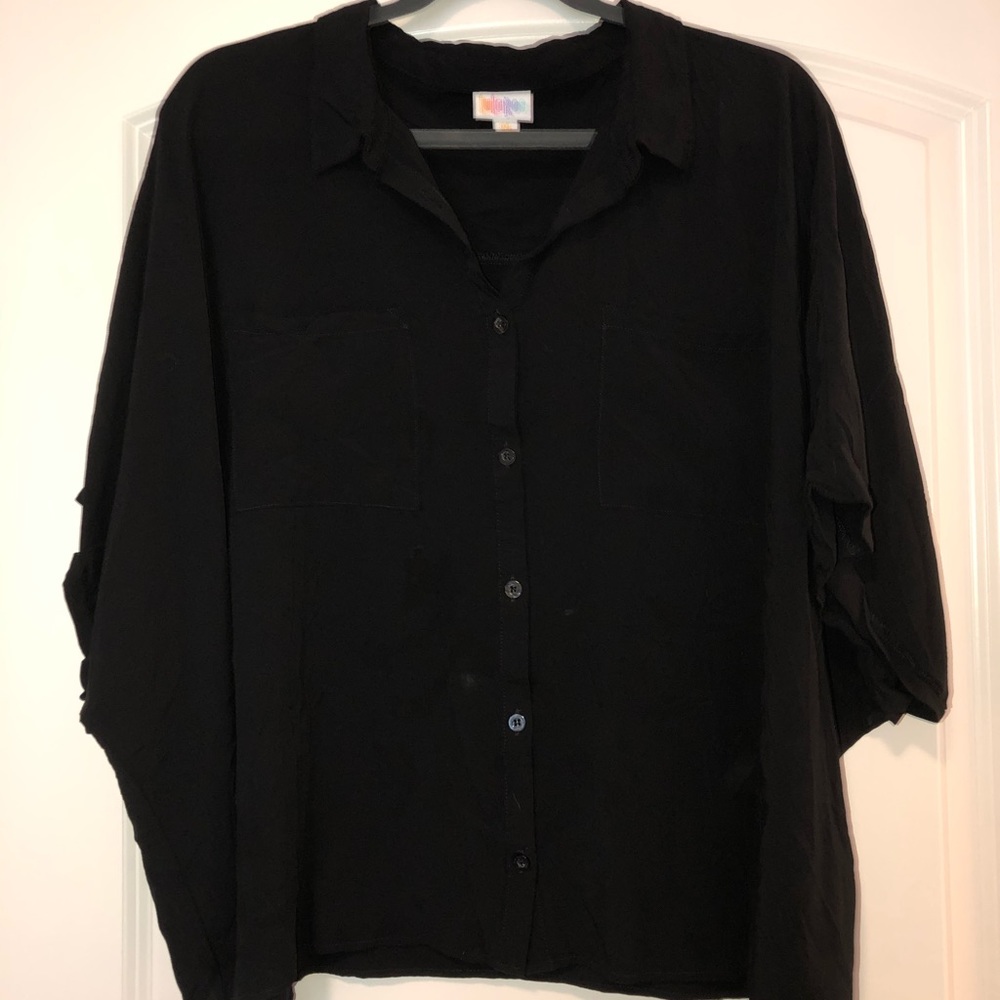 Black crop LuLaroe Amy top